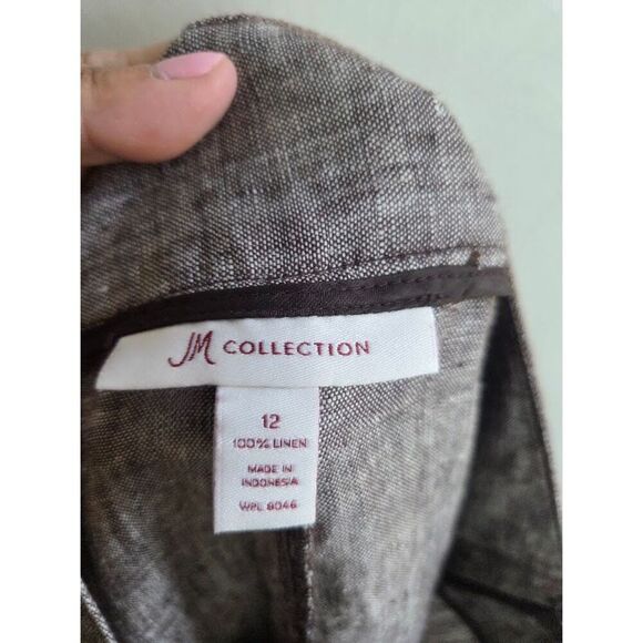 JM Collection Women Grey/Taupe 100% Linen Blazer/A-Line Skirt Suit size 12 - Picture 7 of 8